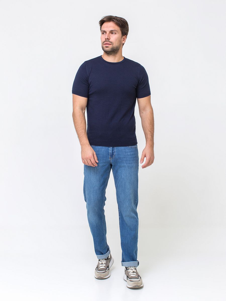 Фото 1862-30 Трикотажная футболка мужская т.синий