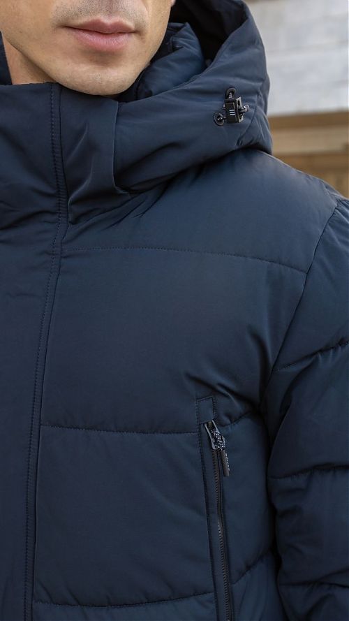 Фото Куртка мужская темно- синяя длинная