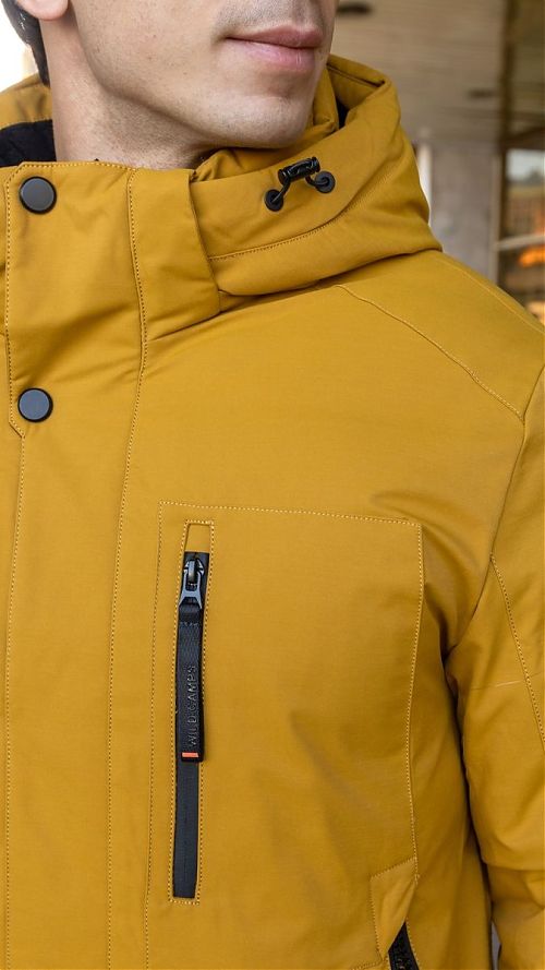 Фото Куртка мужская желтая с капюшоном