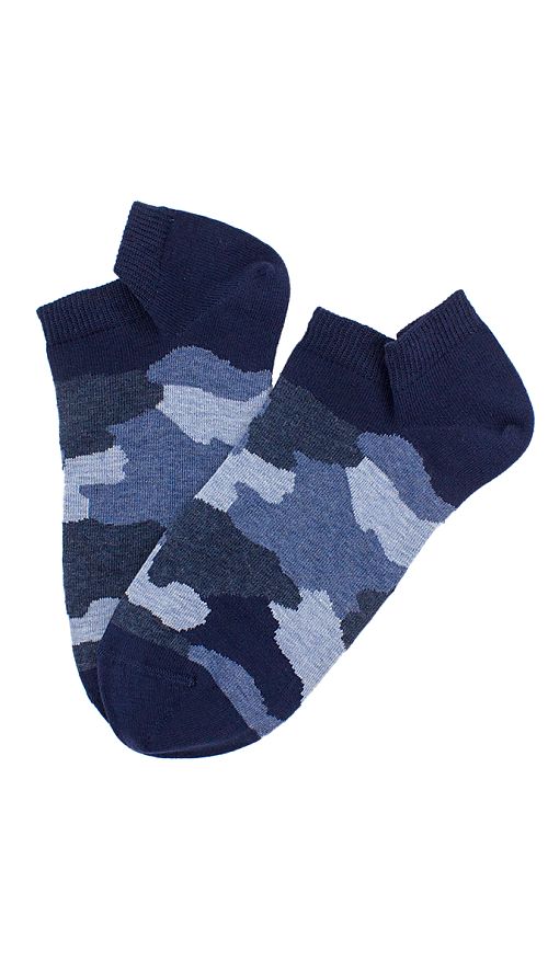 Фото Мужские темно-синие носки с принтом короткие