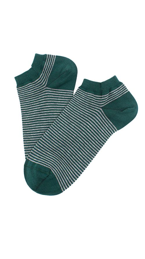 Фото Мужские короткие зеленые носки в полоску