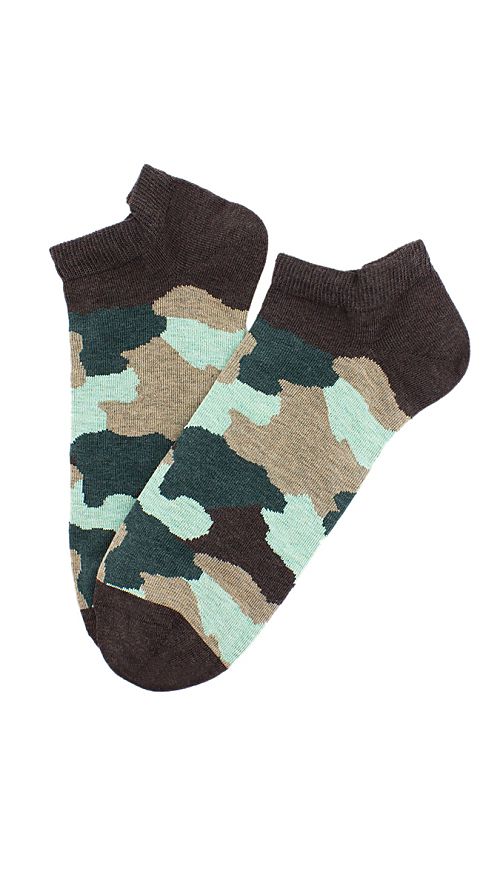 Фото Мужские короткие носки коричневые с зеленым