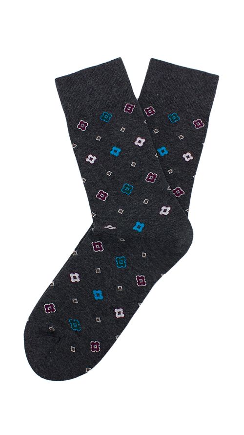 Фото Темно-серые мужские носки с принтом цветы