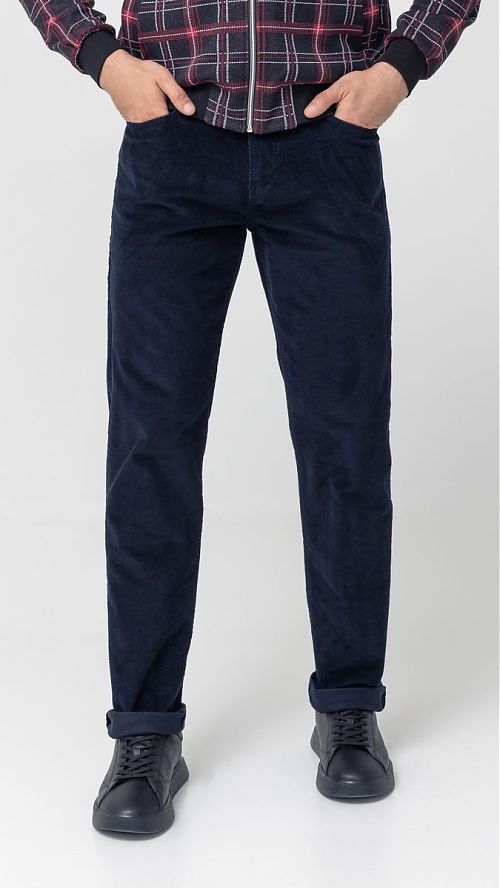 Фото Мужские темно-синие вельветовые джинсы