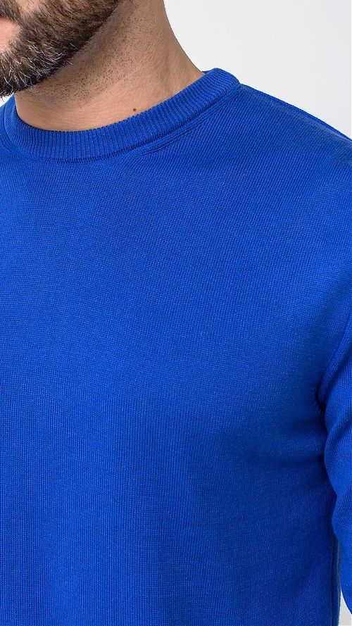Фото Ярко-синий однотонный джемпер мужской