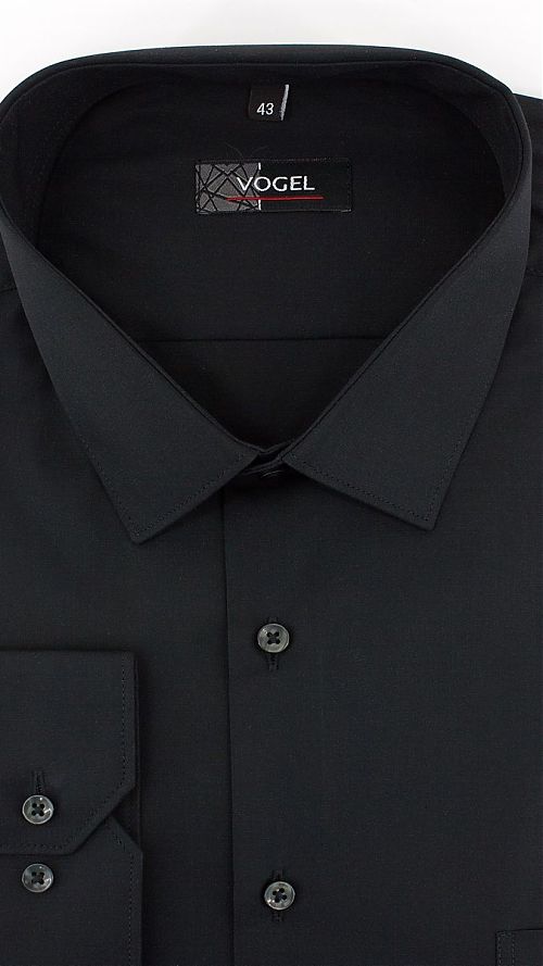 Фото Черная мужская рубашка с длинным рукавом