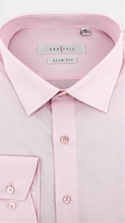 Фото Розовая мужская рубашка с длинным рукавом