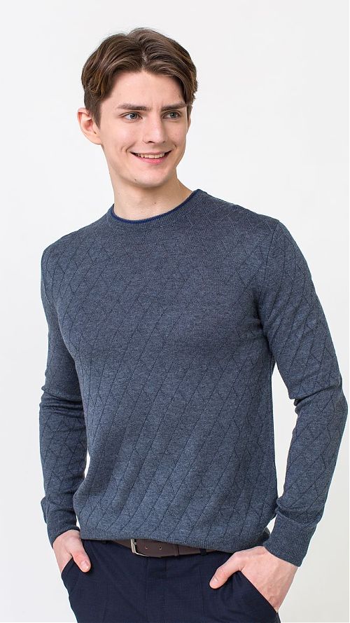 Фото Серый трикотажный мужской свитер