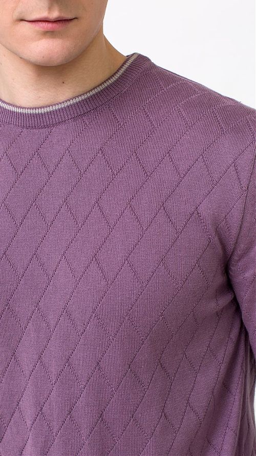 Фото Сиреневый мужской джемпер в ромб