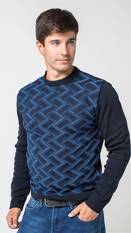 Фото Мужской свитер темно-синий с голубым
