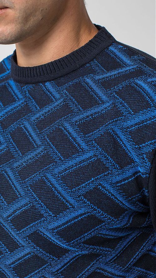 Фото Мужской свитер темно-синий с голубым