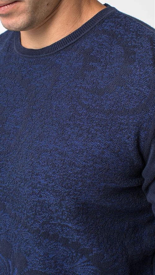 Фото Мужской темно-синий джемпер с фиолетовым рисунком