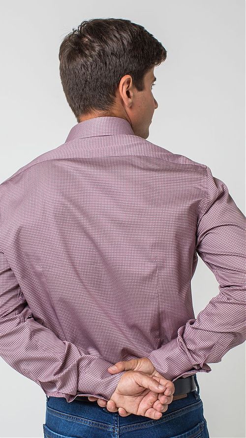 Фото Демисезонная бордовая мужская рубашка 