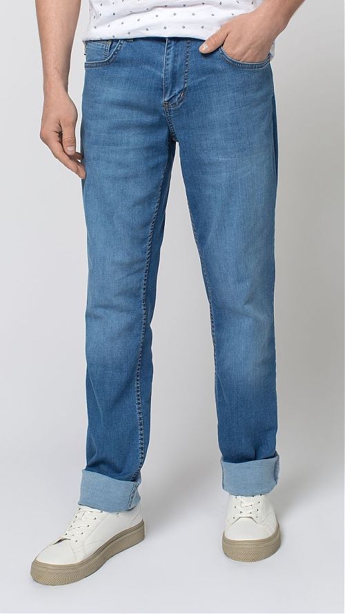 Фото Мужские синие классические джинсы