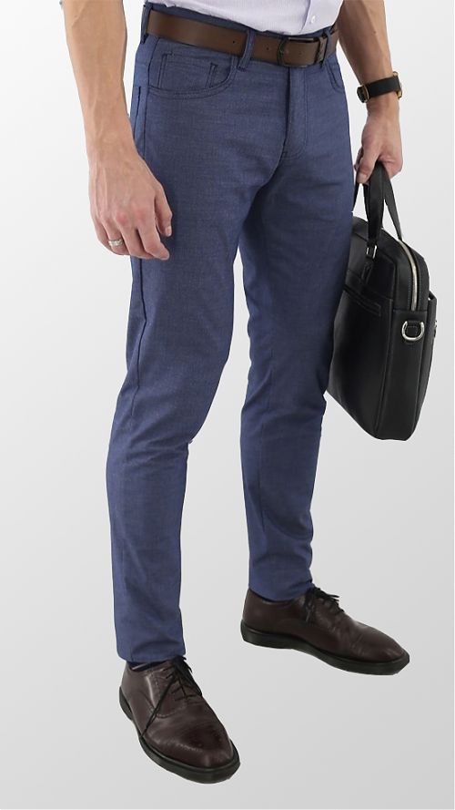 Фото Мужские повседневные брюки цвета джинс