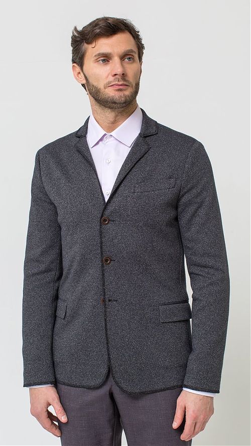 Фото Серый трикотажный мужской пиджак