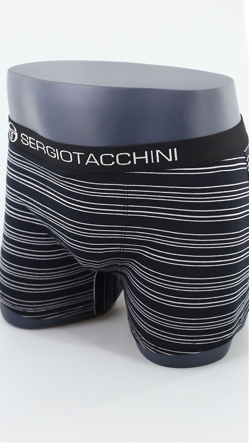 Фото Черные мужские трусы-шорты в полоску