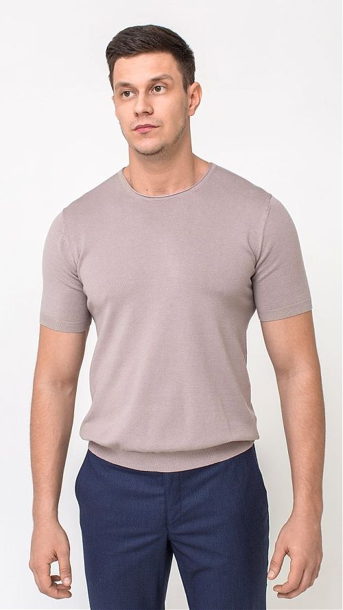 Фото Кремовая мужская футболка с резинкой