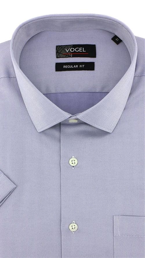 Фото Фиолетовая мужская рубашка с коротким рукавом