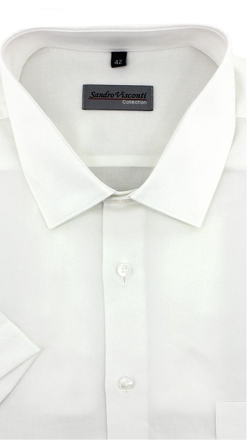 Фото Однотонная белая мужская рубашка с коротким рукавом