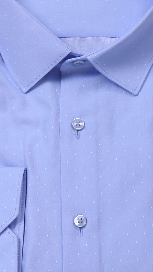 Фото Мужская голубая классическая рубашка с мелким рисунком 