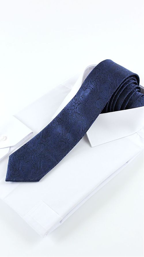 Фото Мужской темно-синий галстук 75 мм