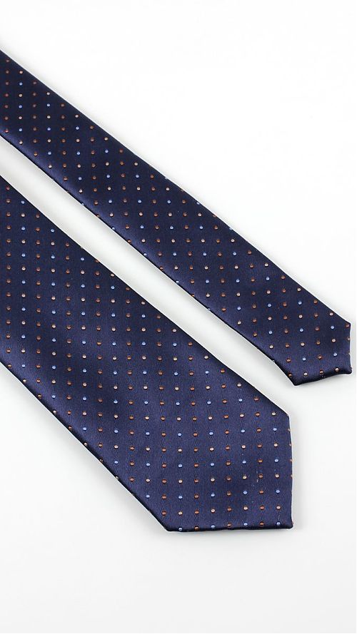 Фото Мужской темно-синий галстук в горошек