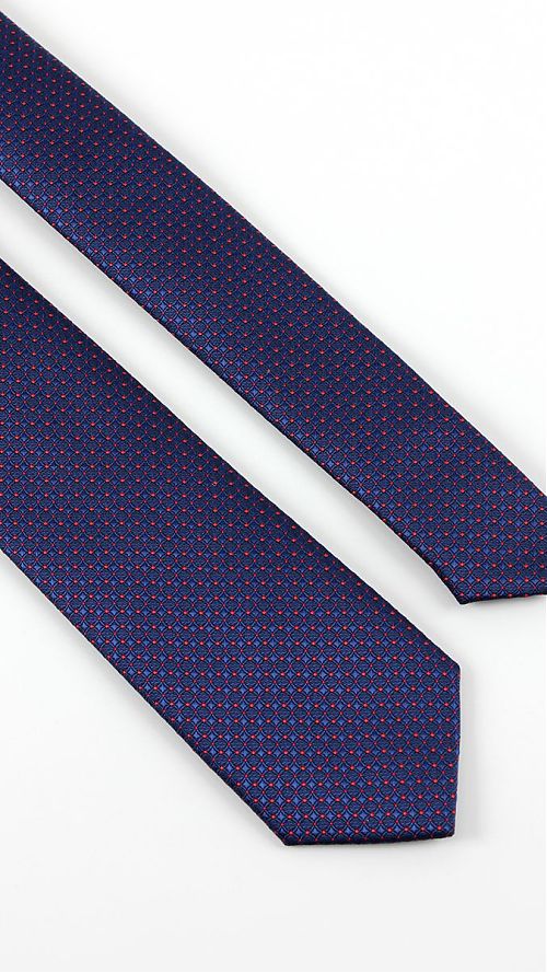 Фото Синий мужской галстук с красным принтом