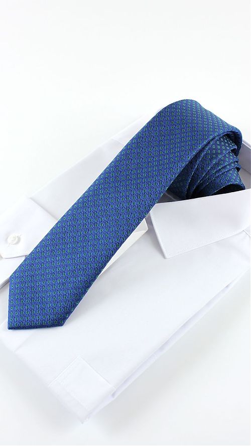 Фото Синий мужской галстук с зеленым принтом