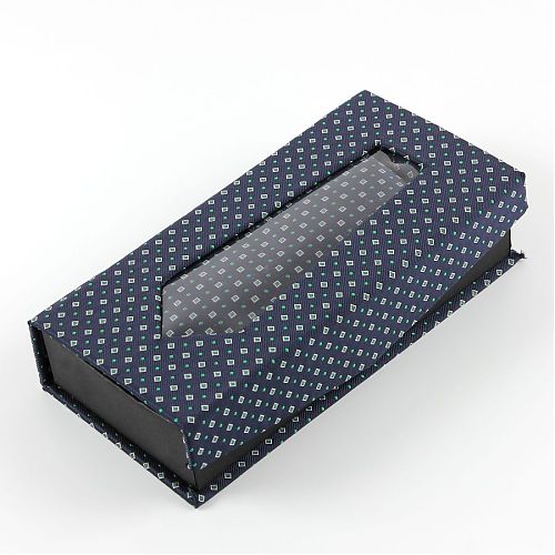 Фото Темно-синий мужской галстук в подарочной коробке