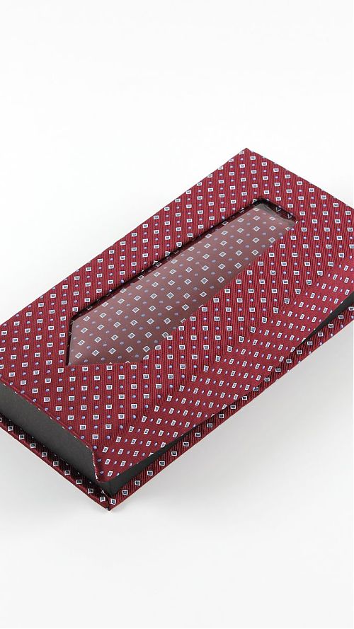 Фото Бордовый мужской галстук в подарочной упаковке
