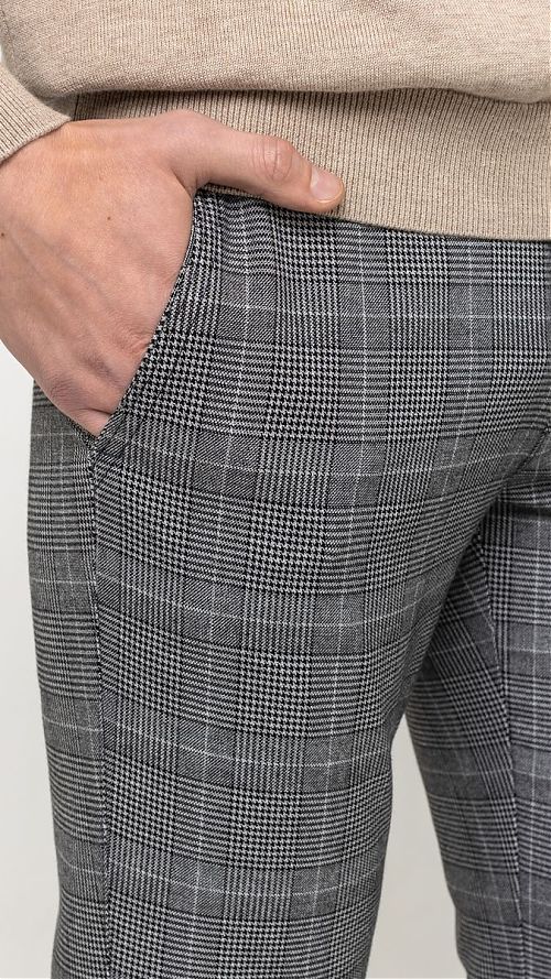 Серые брюки в клетку мужские купить в Москве в интернет магазине Эстет -выгодные цены, доставка по всей России