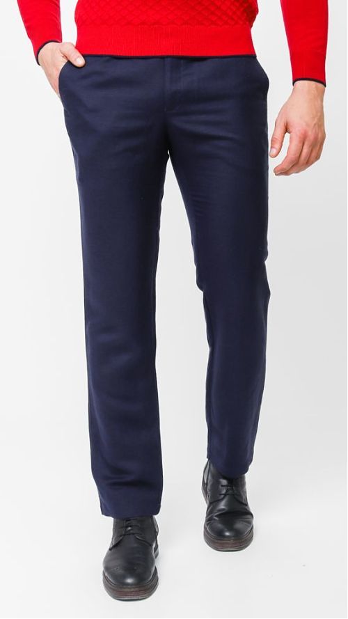 Фото Темно-синие льняные мужские брюки