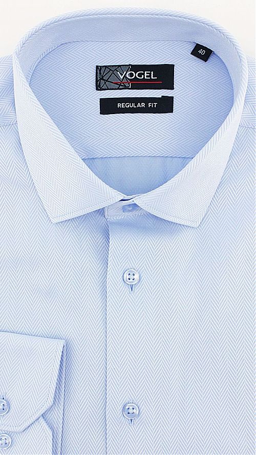Фото Голубая мужская рубашка Regular FIT однотонная