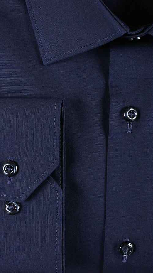 Фото Сорочка мужская темно-синяя однотонная