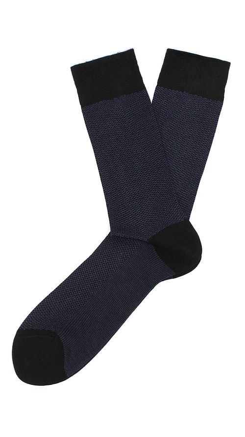 Фото Черные мужские носки с синим рисунком