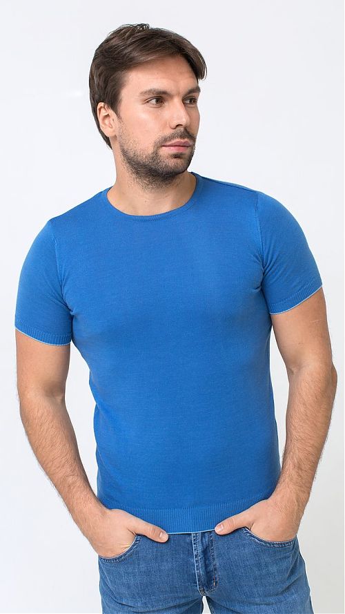 Фото Голубая мужская футболка однотонная