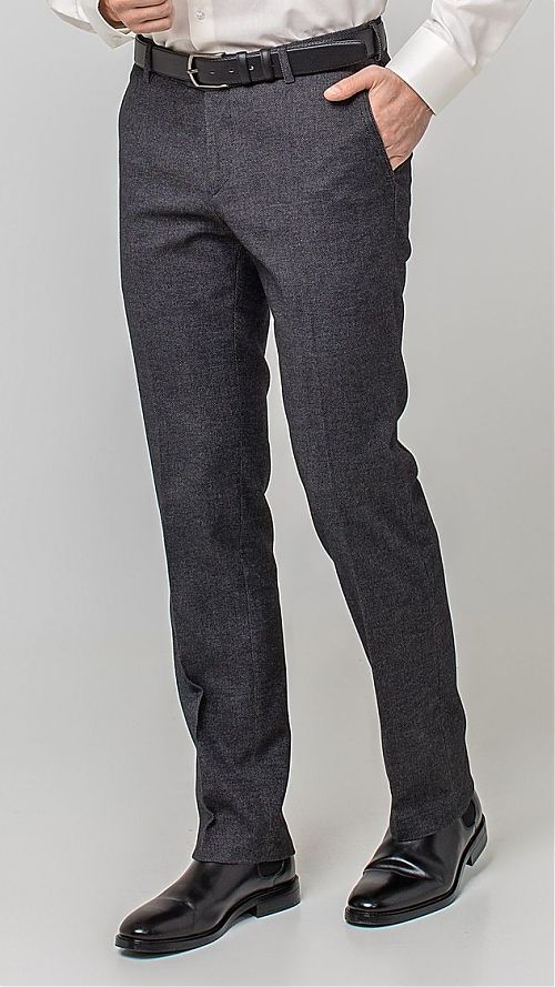 Фото Мужские серые прямые брюки 38%шерсти
