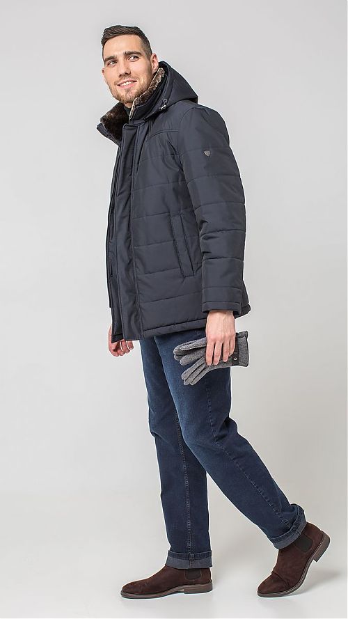 Фото Зимняя утепленная мужская куртка с капюшоном