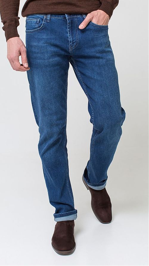 Фото Мужские однотонные синие джинсы