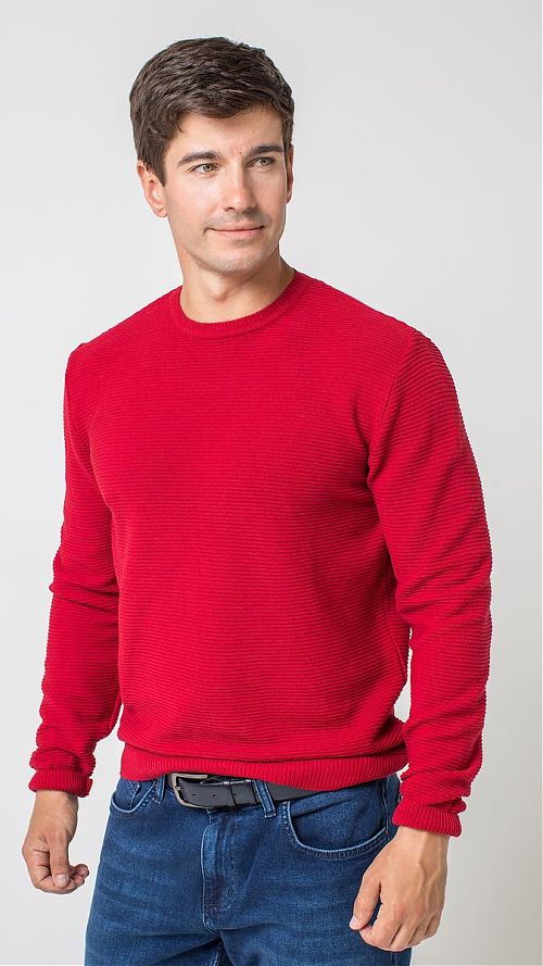 Фото Красный однотонный мужской свитер
