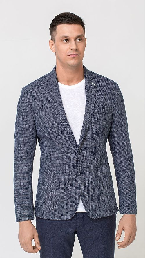 Фото Серый приталенный мужской пиджак