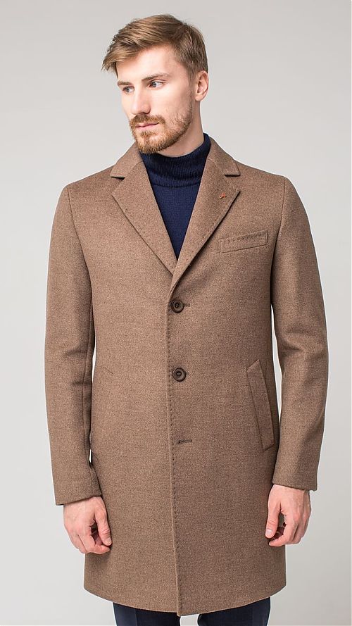 Фото Классическое коричневое мужское пальто