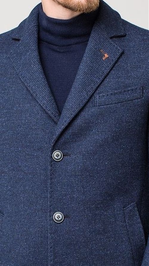 Фото Однотонное синее мужское демисезонное пальто