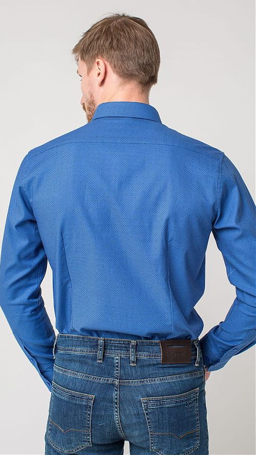Фото Голубая мужская рубашка в стиле Casual с рисунком