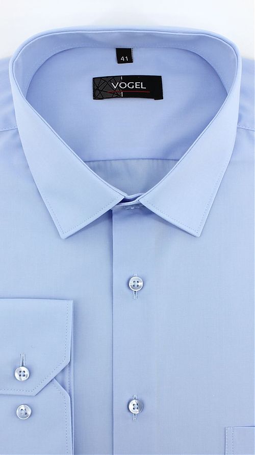 Фото Голубая классическая мужская рубашка с длинным рукавом