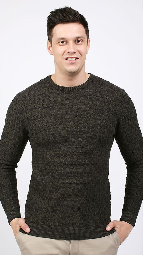 Фото Зелено-черный трикотоажный мужской свитер