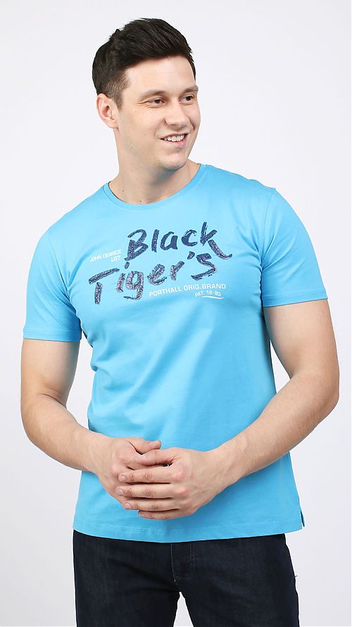 Фото Голубая мужская футболка Black Tigers