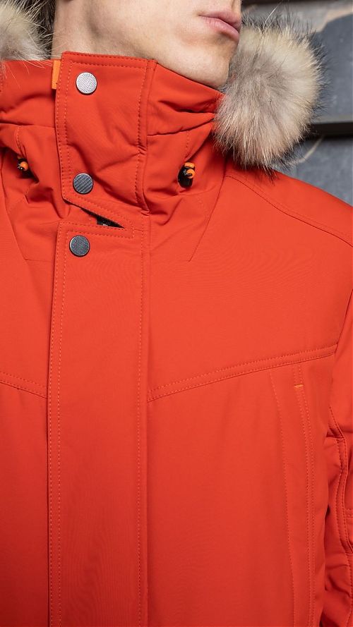 Фото Куртка мужская терракотовая с натуральным мехом